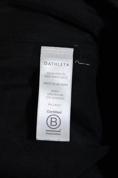 Athleta Womens Elastic Waist Flat Front Wide Leg Pants Black Size M