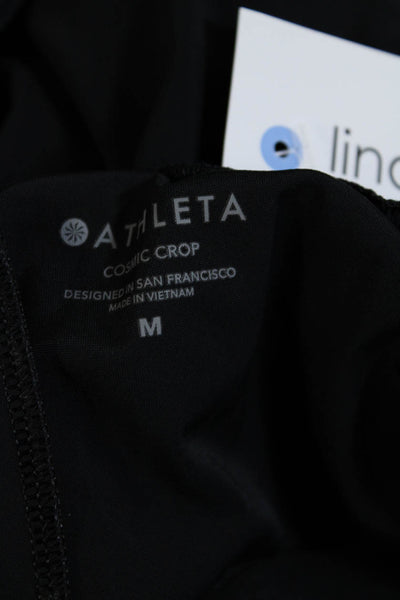 Athleta Womens Elastic Waist Flat Front Wide Leg Pants Black Size M