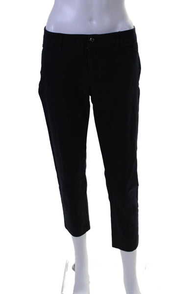 Ecru Womens Cotton Flat Front Slant Pocket Straight Leg Slacks Navy Size 2