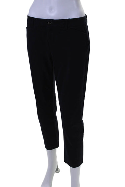 Ecru Womens Cotton Flat Front Slant Pocket Straight Leg Slacks Navy Size 2
