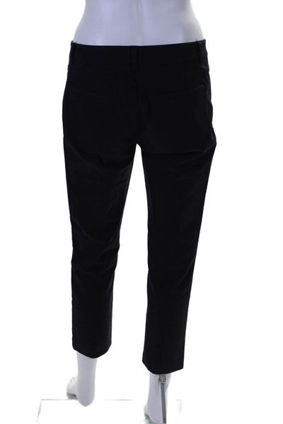 Ecru Womens Cotton Flat Front Slant Pocket Straight Leg Slacks Navy Size 2