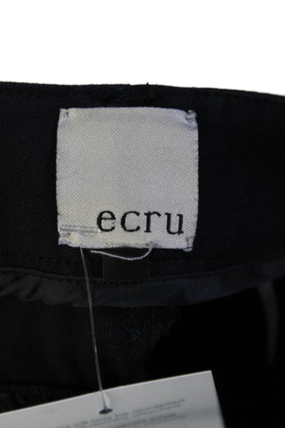 Ecru Womens Cotton Flat Front Slant Pocket Straight Leg Slacks Navy Size 2