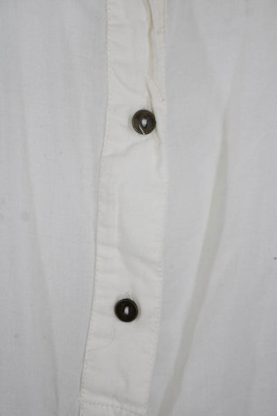 James Perse Classics Womens Button Down Pajama Shirt Black White Cotton Size 2