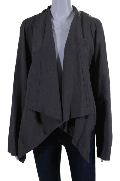 Eileen Fisher Womens Linen Open Front Unlined Light Jacket Gray Size M