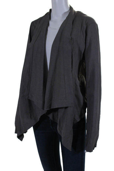 Eileen Fisher Womens Linen Open Front Unlined Light Jacket Gray Size M
