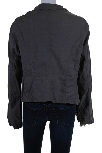 Eileen Fisher Womens Linen Open Front Unlined Light Jacket Gray Size M