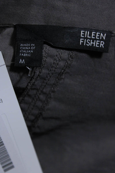 Eileen Fisher Womens Linen Open Front Unlined Light Jacket Gray Size M