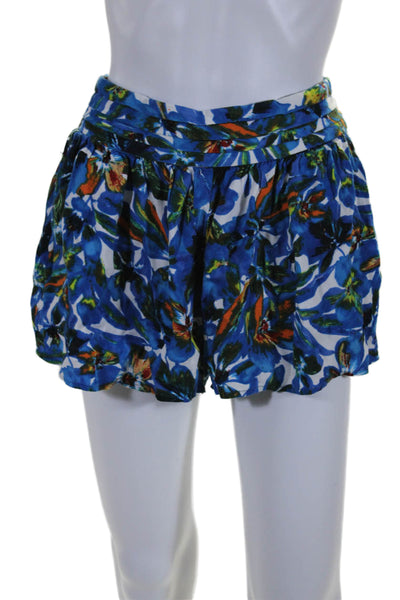 Ella Moss Womens Pleated Floral Elastic Waist Mid-Rise Shorts Multicolor Size S