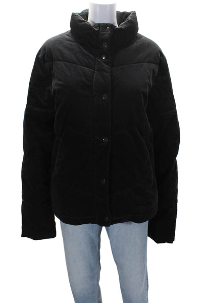 Splendid Womens Long Sleeve Zip Front Puffer Jacket Black Size XL