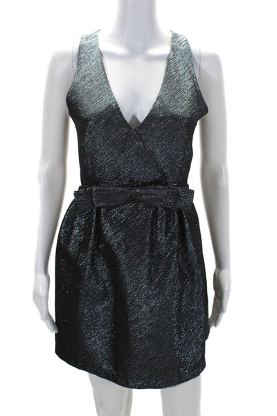 Parker Womens Sparkly Bow Detail Cut Out V-Neck Sleeveless Dress Blue Size XS