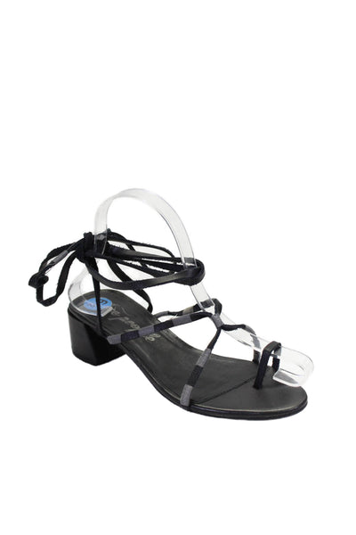 Free People Womens Leather Strappy Slingbacks Sandal Heels Black Size 36 6