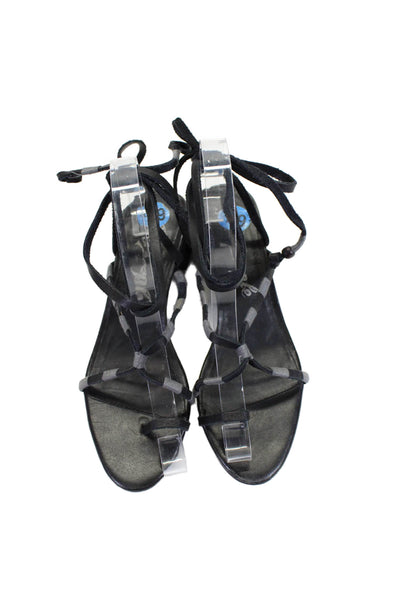 Free People Womens Leather Strappy Slingbacks Sandal Heels Black Size 36 6