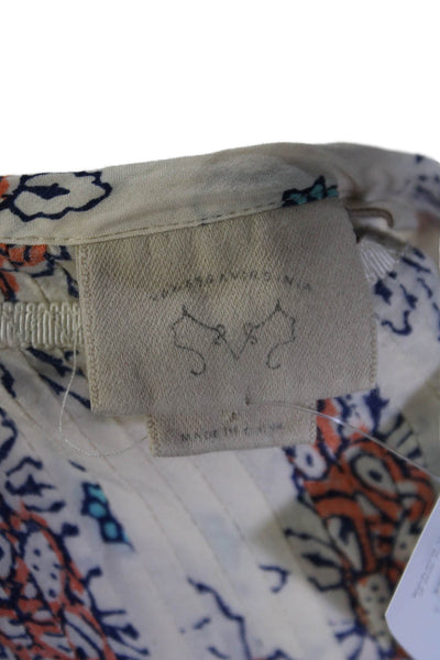 Vanessa Virginia Womens Long Sleeve Floral Print Blouse White Size 2
