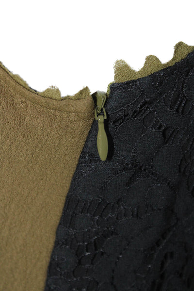 Leifsdottir Anthropologie Womens Side Zip Lace Scalloped Trim Jumpsuit Green 0P