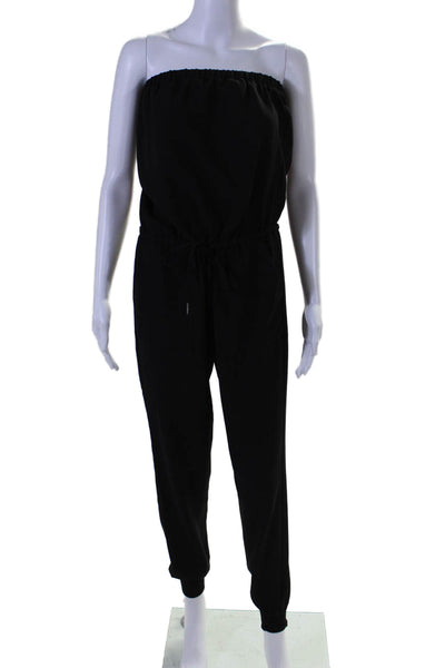 Joie Womens Strapless Drawstring Crepe Jogger Jumpsuit Black Size Extra Small