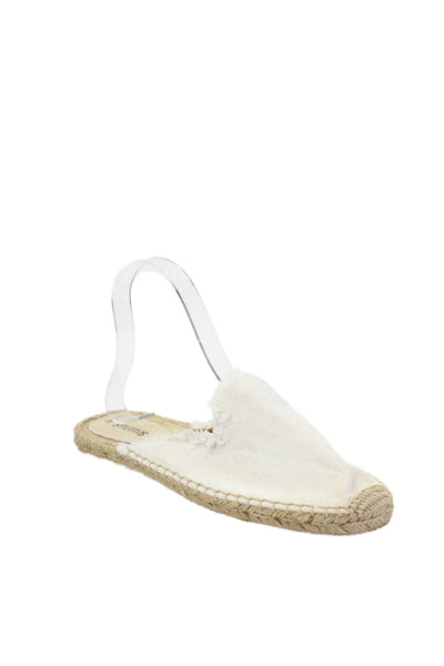 Soludos Women's Round Toe Slip-On Espadrille Mules Sandals Cream Size 8.5