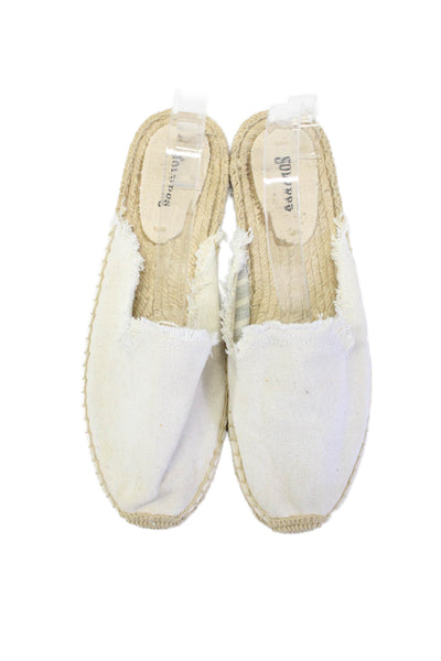Soludos Women's Round Toe Slip-On Espadrille Mules Sandals Cream Size 8.5