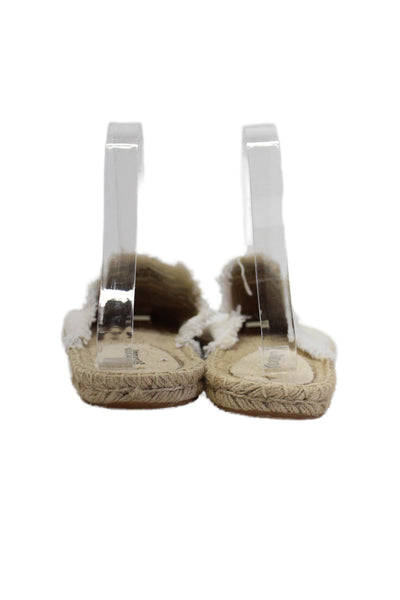Soludos Women's Round Toe Slip-On Espadrille Mules Sandals Cream Size 8.5