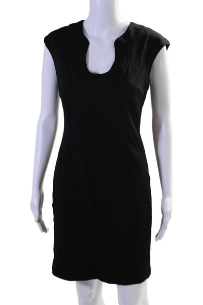 Trina Turk Womens Scoop Neck Back Zip Mid Calf Dress Black Size 2