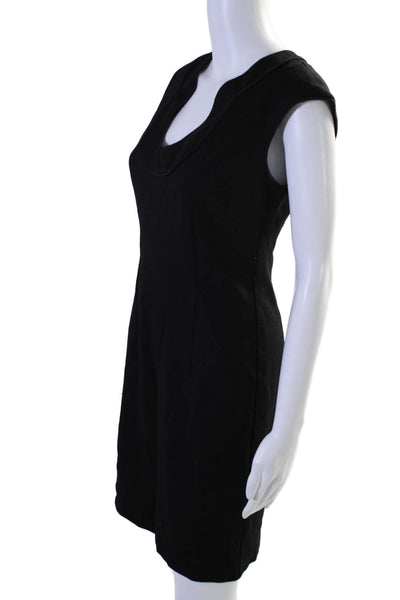 Trina Turk Womens Scoop Neck Back Zip Mid Calf Dress Black Size 2