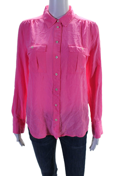 J Crew Womens Long Sleeve Collared Button Down Top Pink Size 8 US