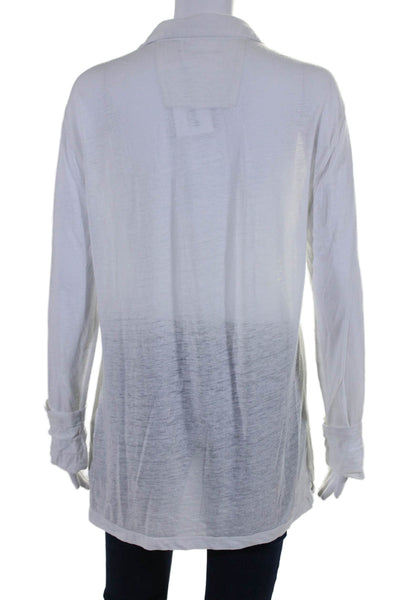 John Varvatos Womens Long Sleeve Collared Basic Top White Size Medium