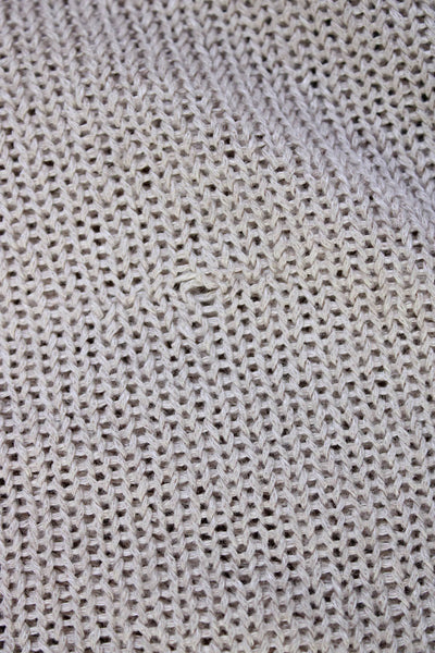 Joie Womens 3/4 Sleeve Scoop Neck Open Knit Sweater Beige Linen Size Extra Small