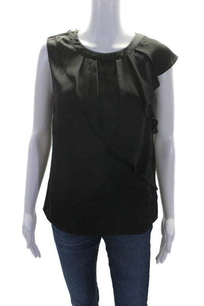 Michael Michael Kors Womens Draped Pullover Asymmetrical Blouse Top Black Size 2