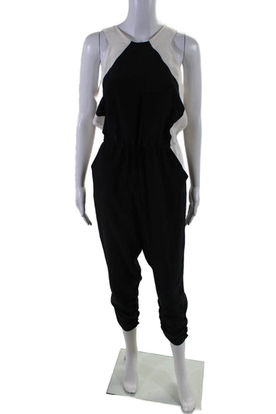 Parker Women's Sleeveless Cinch Waist Tapered Leg Silk Jumpsuit Black Size XS