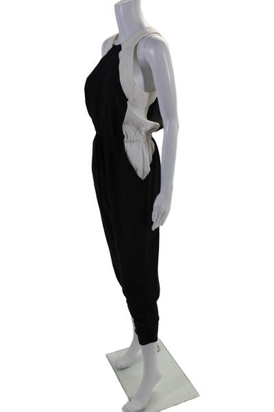 Parker Women's Sleeveless Cinch Waist Tapered Leg Silk Jumpsuit Black Size XS