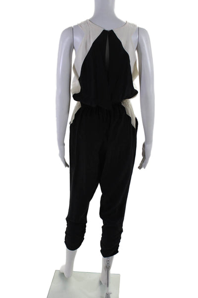 Parker Women's Sleeveless Cinch Waist Tapered Leg Silk Jumpsuit Black Size XS