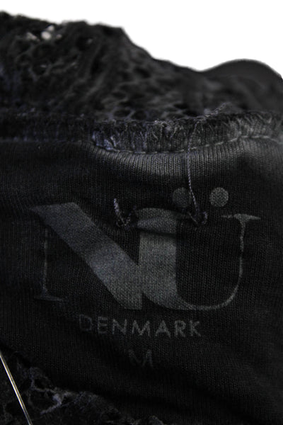 NU Denmark Womens Textured Distress Lace Long Sleeved Halterneck Top Gray Size M