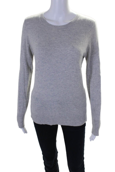Saks Fifth Avenue Womens Long Sleeve Scoop Neck Cashmere Sweater Gray Medium