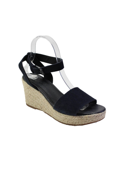 Splendid Womens Suede Slingbacks Esdpadrille Wedge Sandals Black Size 8 Medium