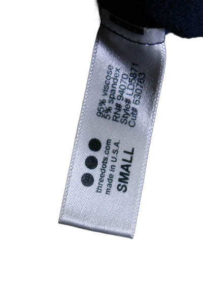 Three Dots Womens Navy V-Neck Embellished Belt Long Sleeve Shift Dress Size S