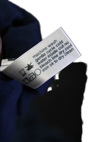 Three Dots Womens Navy V-Neck Embellished Belt Long Sleeve Shift Dress Size S