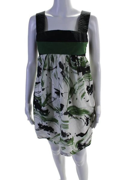 Robert Rodriguez Womens Silk Green Printed Square Neck Lined Shift Dress Size 4