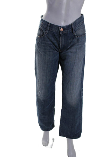 Earnest Sewn Womens Button Zip Flare Leg Light Wash Denim Jens Blue Size EUR 33