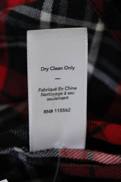 Elizabeth and James Womens Embellish Long Sleeves Button Down Plaid Shirt Size 2