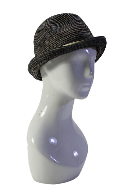 Eugenia Kim Womens Woven Striped Fedora Hat Gray Size OS