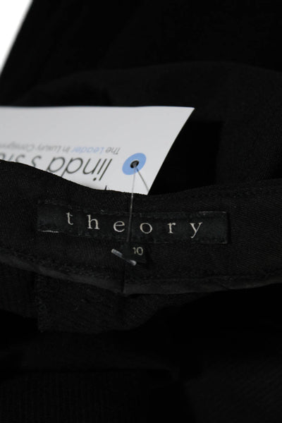 Theory Womens Flat Zip Front Tapered Leg Dress Pants Black Size 10