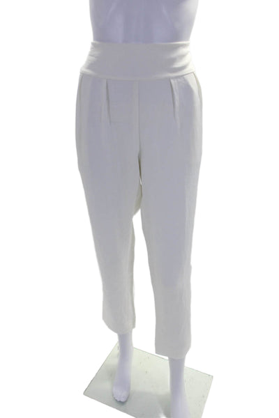 Halston Womens Side Zip Flat Front Tapered Leg Dress Pants White Size 8 US