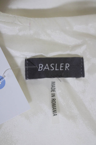 BASLER Womens Back Zip Short Sleeve Scoop Neck Long Dress White Size Large