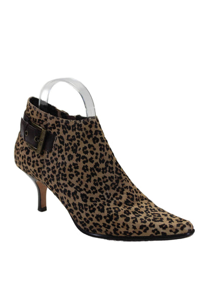 Donald J Pliner Womens Side Buckle Point Toe Low Spool Heels Beige 7.5