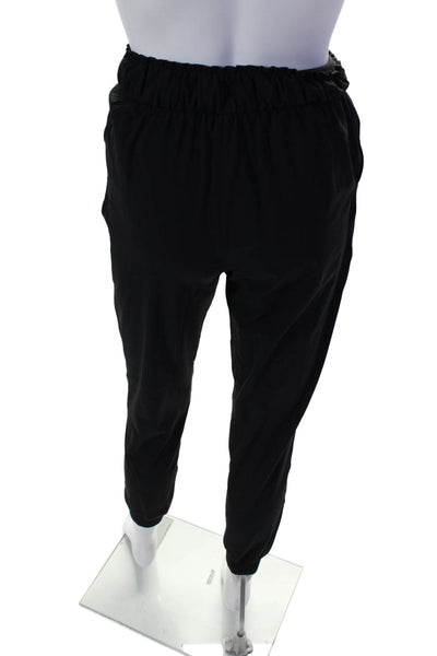Lululemon Womens Ruffles Hem Tapered Ribbed Ankle Drawstring Pants Black Size 2