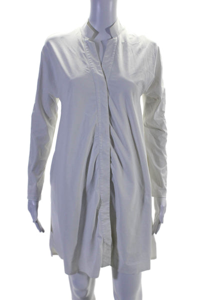 Aday Womens Collared Long Sleeved Button Snap Closure Dress White Size XS