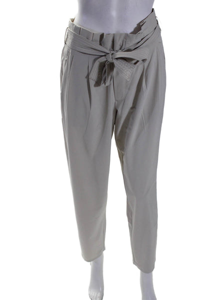 Athleta Womens  Ruffled Hem Front Pleated Double Pocket Pants White Size 4