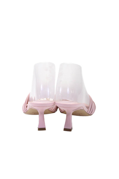 Marc Fisher LTD. Womens Leather Layered Pleated Slide On Spool Heels Pink Size 8