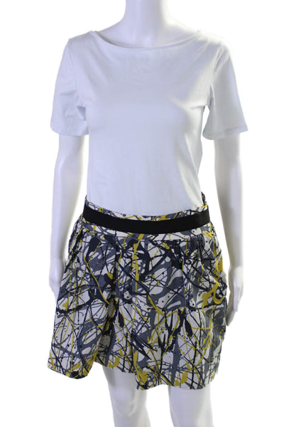 Milly Of New York Womens Multicolor Splatter Print Pleated A-Line Skirt Size 6