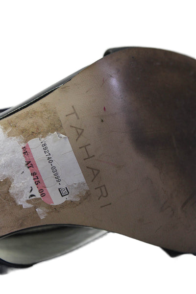 Tahari Womens Leather Cut Out Open Toe Lace Up Slingback Heels Black Size 7M